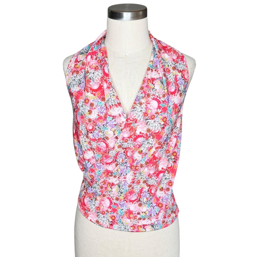 LULULEMON Pink Floral Faux Wrap Tank Rollin With My Omies Flowabunga Sleeveless